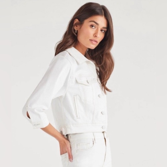 NWT 7 For All Mankind Ivory Color Jean Jacket Size S - Picture 3 of 9